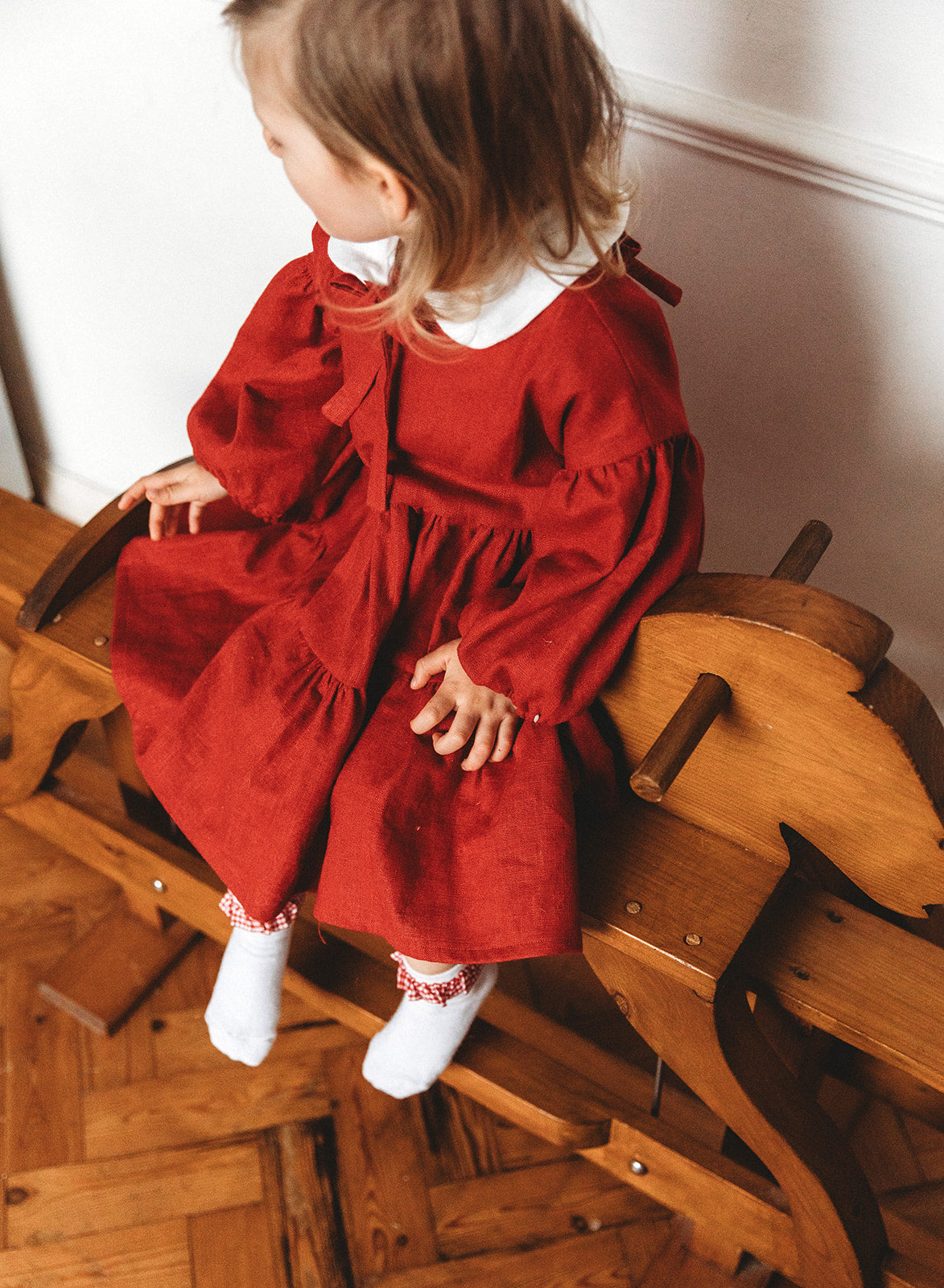 Red Linen Dress & Collar