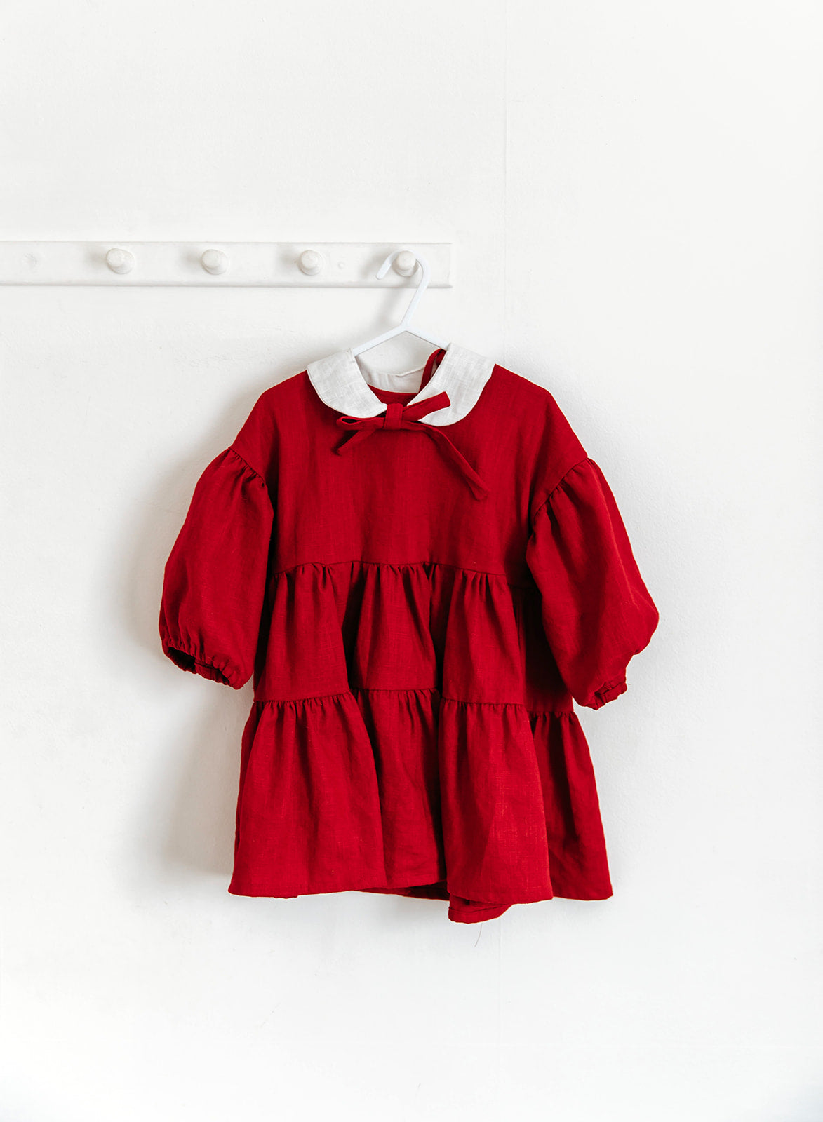 Red Linen Dress & Collar