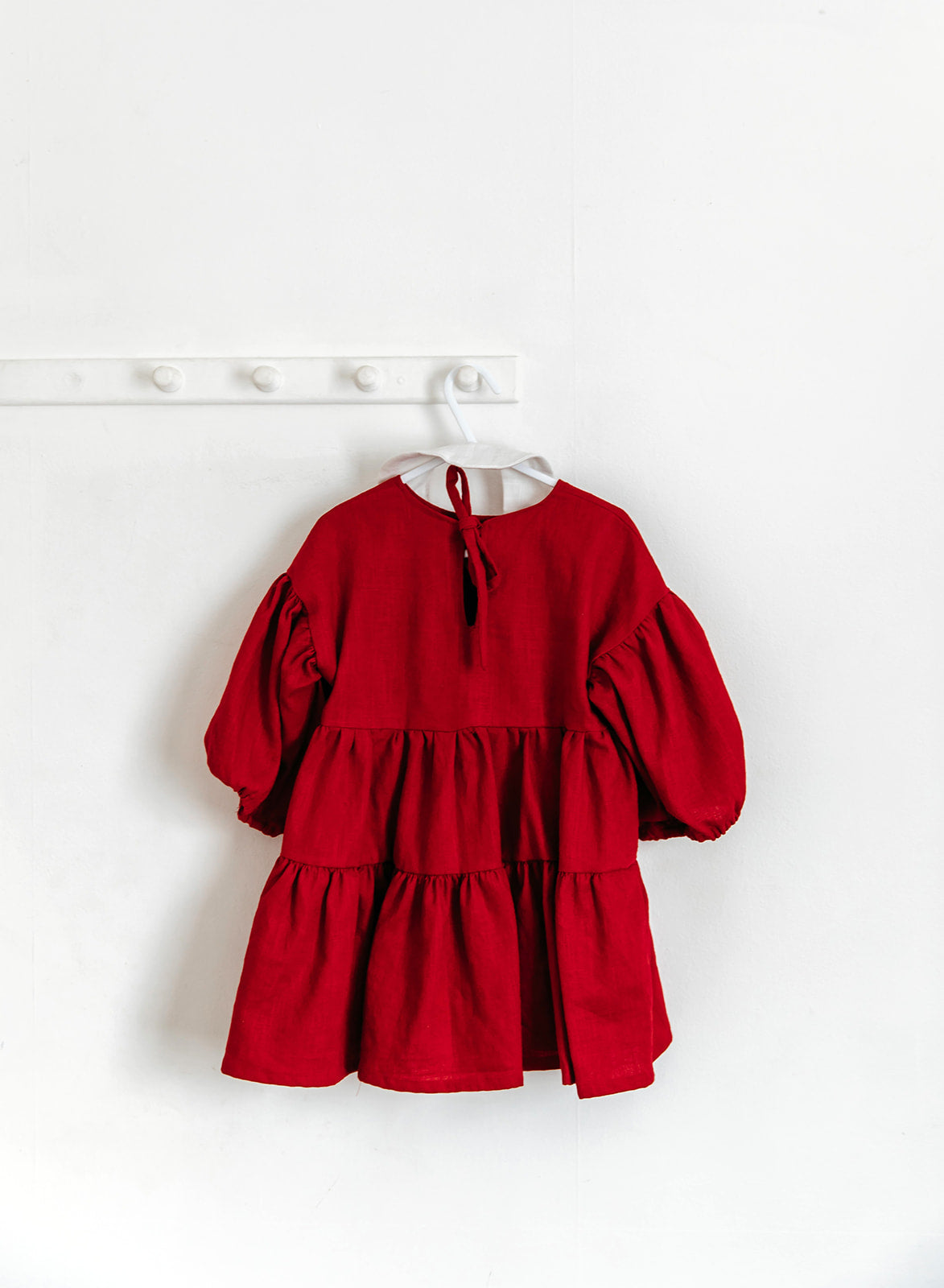 Red Linen Dress & Collar