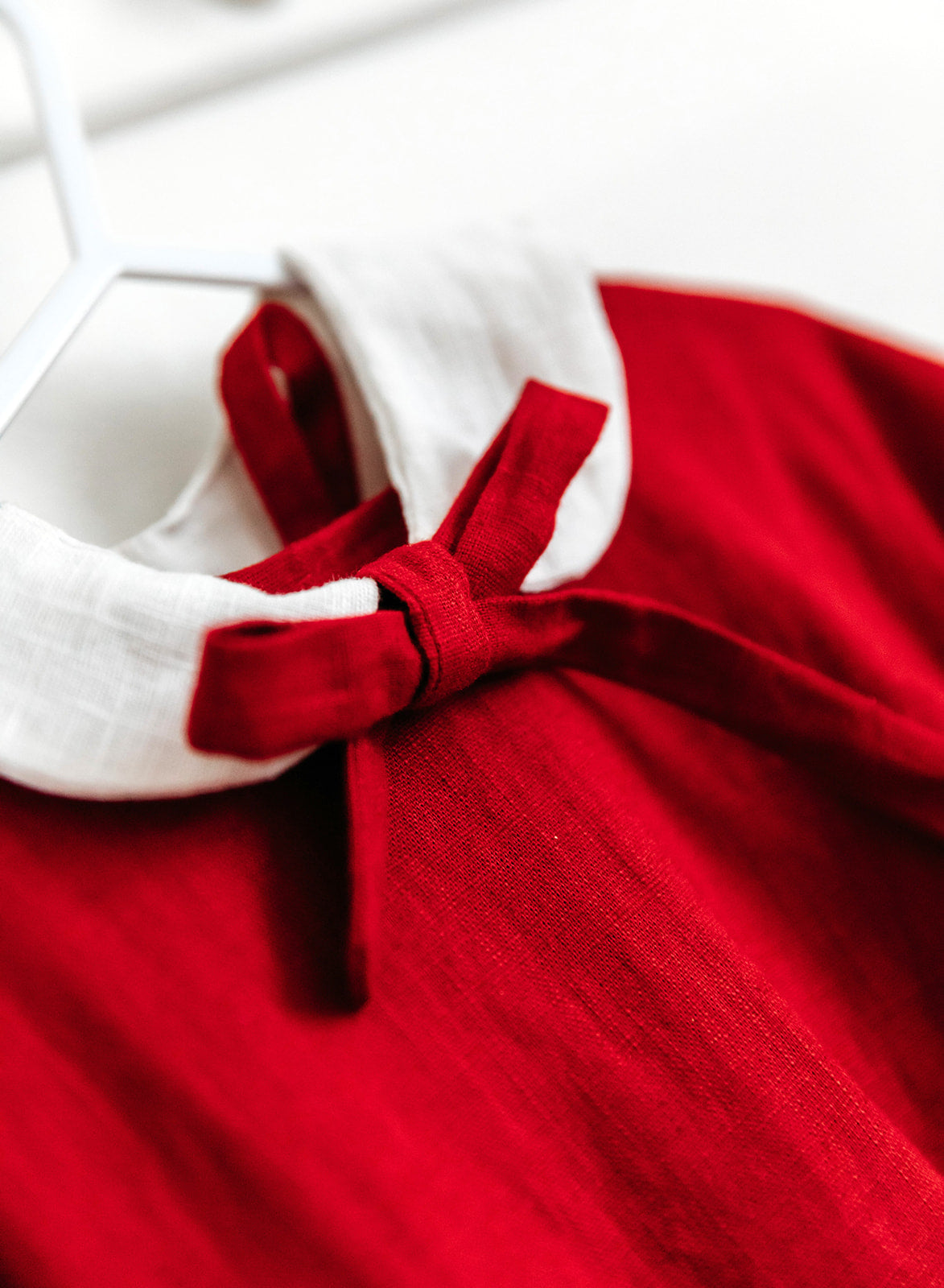 Red Linen Dress & Collar